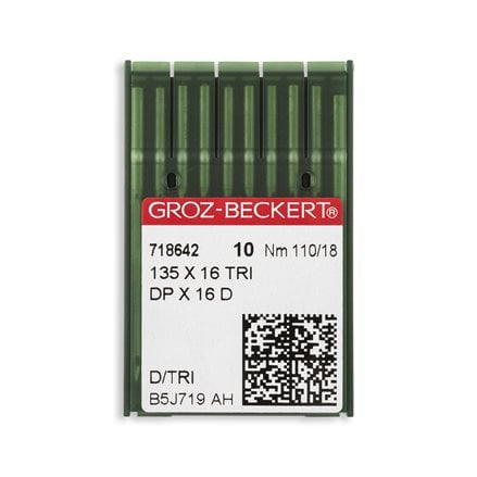 Groz-Beckert Leather Point Straight Stitch Industrial Machine Needle - 135x16 TRI, DPx16D - 10/Pack