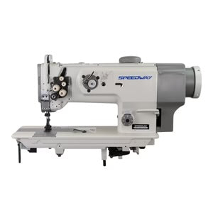 SPEEDWAY SW-1560N/VS/DD Double Needle 3/8" Gauge Heavy Duty Unison Feed Walking Foot Sewing Machine Assembled with Table and Stand Included