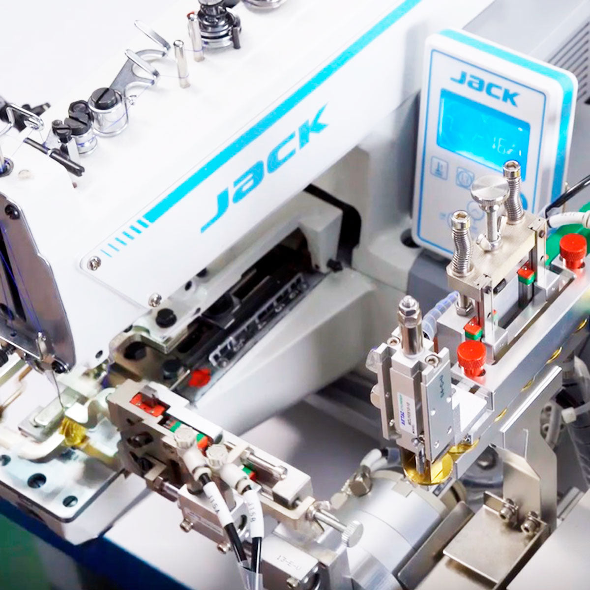 JACK JK-T373G-Z Lockstitch Buttonholing Machine With Integrated Motor Assembled with Table and Stand Included