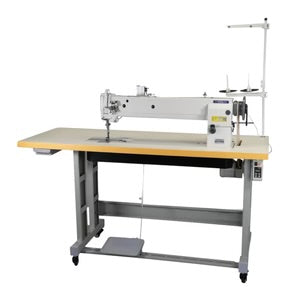 SPEEDWAY SW-4400-L25 Single Needle Long Arm Heavy Duty Unison Feed Walking Foot Sewing Machine Assembled with Servo Motor, Table and Stand