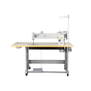 SPEEDWAY SW-4400-L25 Single Needle Long Arm Heavy Duty Unison Feed Walking Foot Sewing Machine Assembled with Servo Motor, Table and Stand
