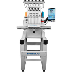 SPEEDWAY BC-1501 15 Needle Computerized Industrial Embroidery Machine 510×400mm (20.08×15.75") Multi-Color High Speed Automatic Thread Trimming and Color Change Touchscreen USB Input Complete with Table and Stand Included