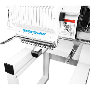 SPEEDWAY BC-1501 15 Needle Computerized Industrial Embroidery Machine 510×400mm (20.08×15.75") Multi-Color High Speed Automatic Thread Trimming and Color Change Touchscreen USB Input Complete with Table and Stand Included