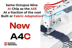JACK A4C C AI Octopus Nine Brain Chip! Single Needle Direct Drive Fully Automatic Drop Feed Lockstitch Industrial Sewing Assembled with Table and Stand Included