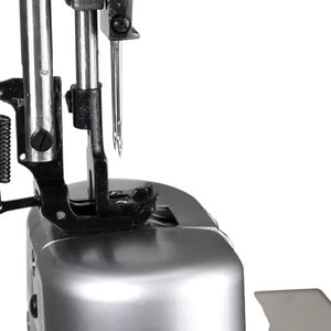 SPEEDWAY SW 82440-2 Post Bed Double Needle Walking Foot 3/8" (10mm) Heavy Duty Unison Feed Walking Foot Sewing Machine Assembled with Servo Motor, Table and Stand Included