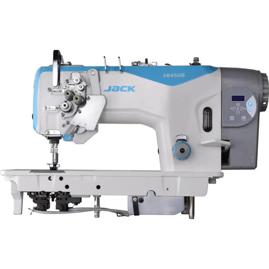 JACK JK-58420B-A-003C Double Needle ,small bobbin Lockstitch Sewing Machine Complete Assembled with Table and Stand Included