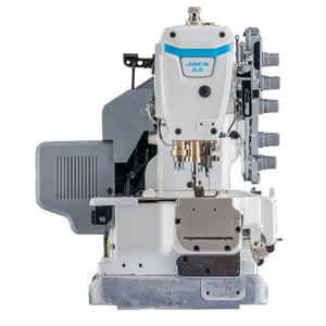 JACK K7-UT-01GBX364 (AI Smart Interlock) Cylinder Bed Intelligent Fabric Adaptation High-Speed Direct Drive 3 Needle Coverstitch with Automatic Thread Trimmer, Presser Foot Lift Complete Assembled with Table and Stand Included