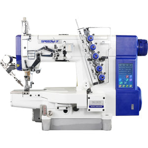 SPEEDWAY SW 662-01/CB UTE 3 Needle Cylinder Arm Coverstitch Full Function Industrial Sewing Machine Assembled with Table and Stand Included With Wheels