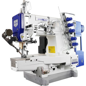 SPEEDWAY SW 662-01/CB UTE 3 Needle Cylinder Arm Coverstitch Full Function Industrial Sewing Machine Assembled with Table and Stand Included With Wheels