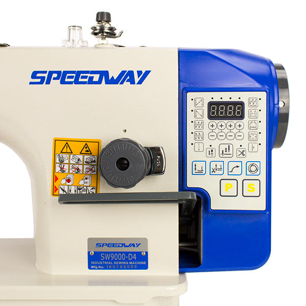 SPEEDWAY SW9000-D4 Single Needle Direct Drive Fully Automatic Drop Feed Lockstitch Industrial Sewing Machine Assembled with Table and Stand Included