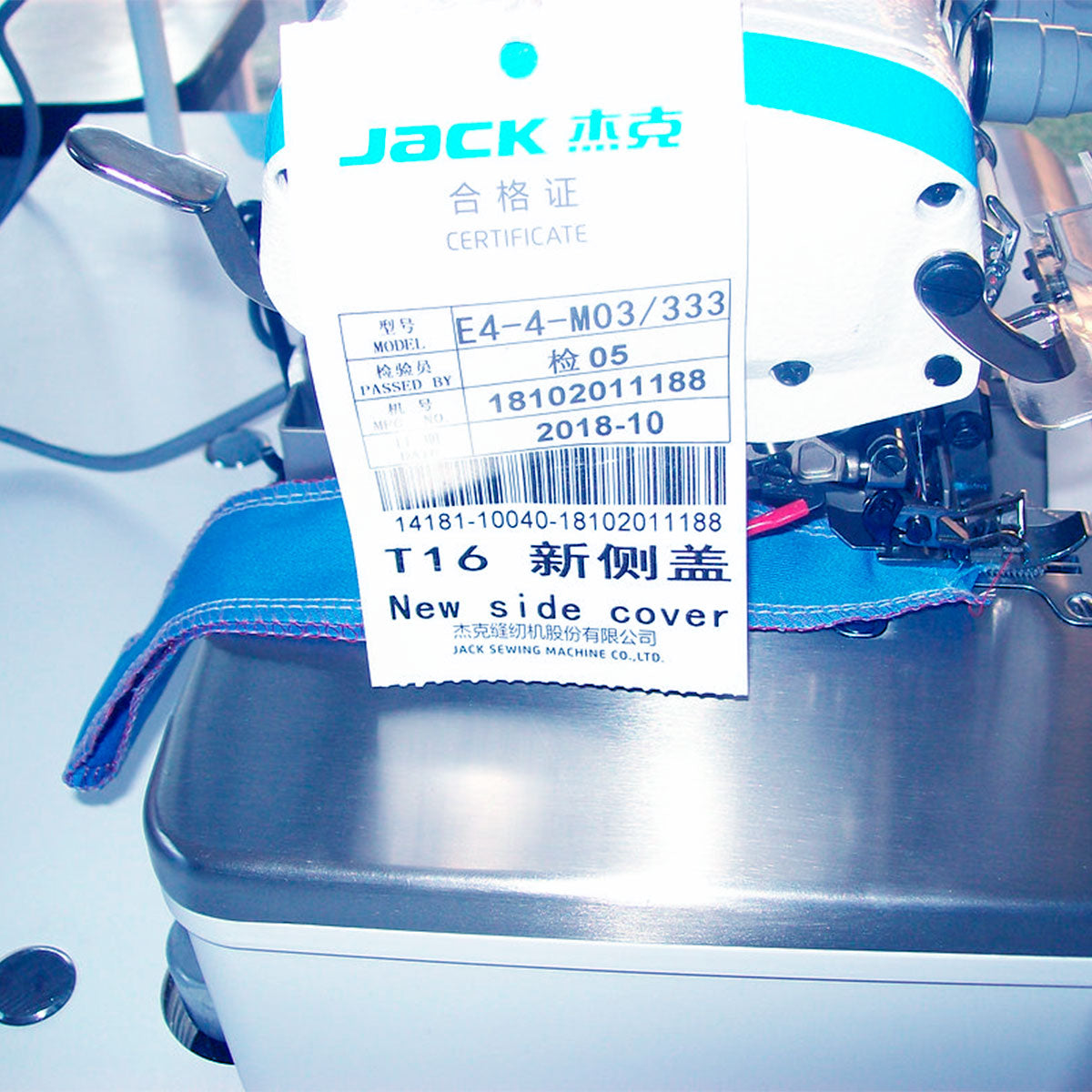 JACK E4S-4-M03/333 4 Thread Overlock Industrial Sewing Machine Assembled with Fully Submerged Table Setup Included