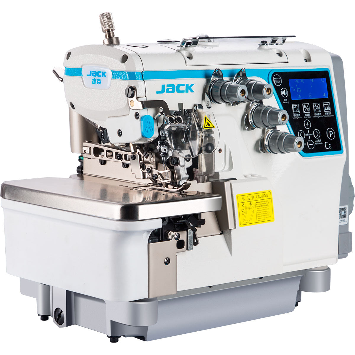 JACK C6-6-M03/333 6 Thread Digital Overlock Machine with Fully Automatic Thickness Adjustment Assembled with Table and Stand Included