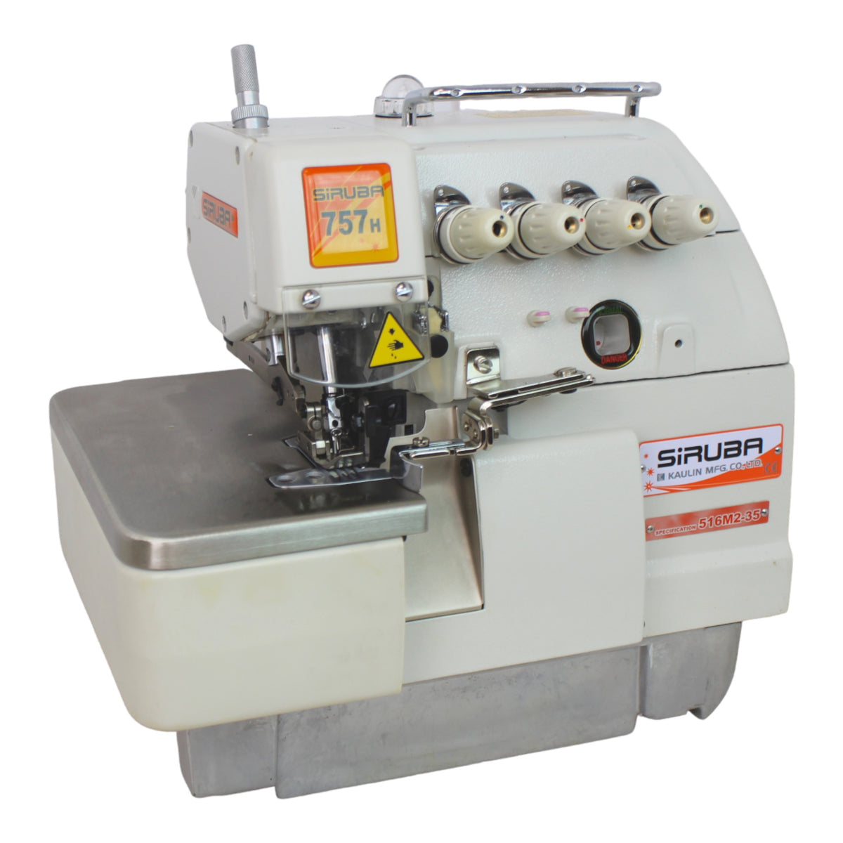 SIRUBA 757H-516M2-35 5 Thread Overlock Industrial Sewing Machine Assembled with Servo Motor, Fully Submerged Table Setup