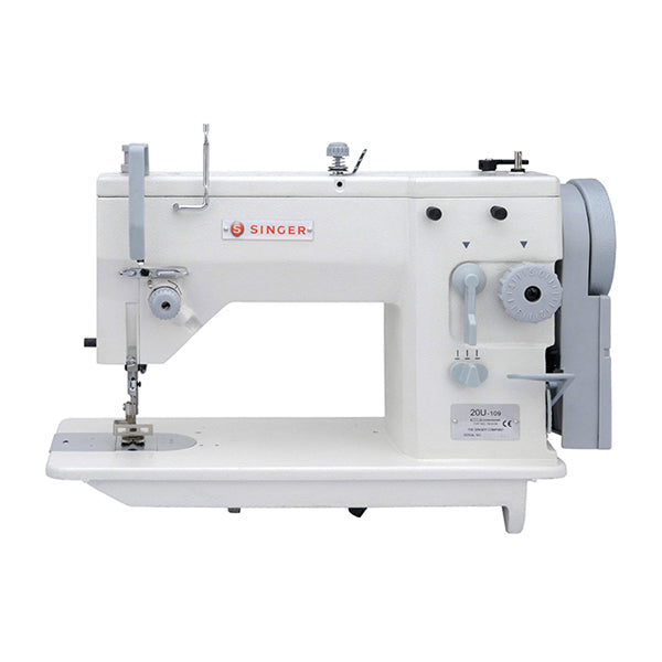 SINGER 20U-105C Single Needle Lockstitch Straight and Zig-Zag Sewing Machine Assembled with Servo Motor, Table and Stand Included