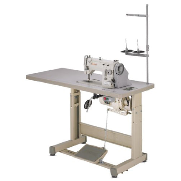 SINGER 20U-105C Single Needle Lockstitch Straight and Zig-Zag Sewing Machine Assembled with Servo Motor, Table and Stand Included